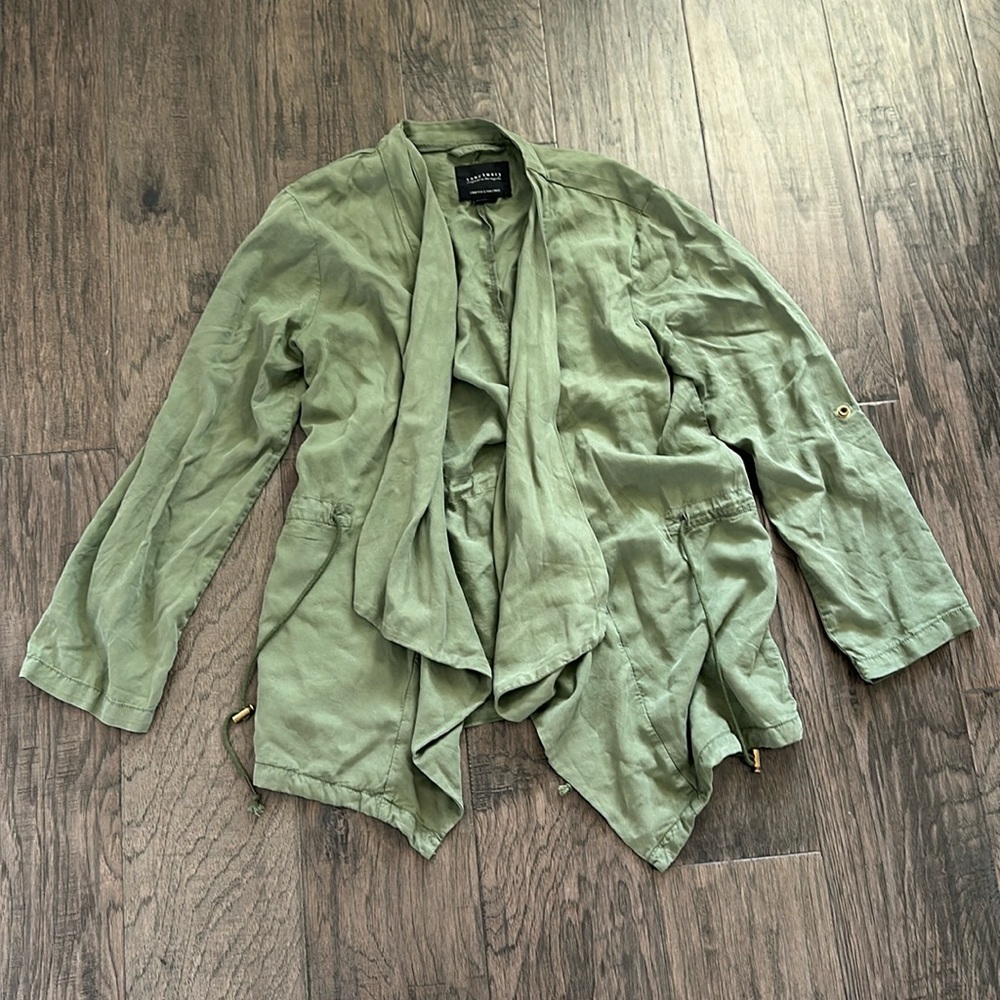 Sanctuary Olive Green Drawstring Open Trench Jack… - image 1